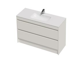 Hero - Posh Domaine Twin 1200 2 Drawer Floor Standing Vanity White Console Top Gloss White Mineral Cast