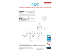 Specification Sheet - Roca Ona Back to Wall Rimless Pan with Soft Close Quick Release Toilet Seat White (4 Star)