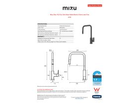 Specification Sheet - Mizu Bloc Pull Out Sink Mixer Matte Black (5 Star) Lead Free