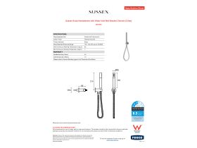 Specification Sheet - Sussex Scala Handshower with Water Inlet Wall Bracket Chrome (3 Star)