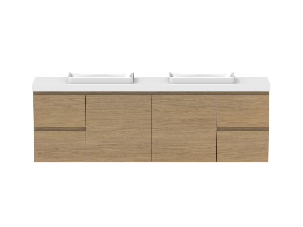 Hero - Posh Domaine 1800mm Ensuite Wall Hung Vanity Unit Double Bowl 50mm Top