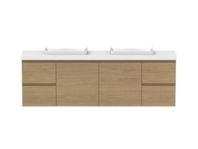 Hero - Posh Domaine 1800mm Ensuite Wall Hung Vanity Unit Double Bowl 50mm Top
