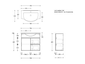 Posh Domaine Semi-Recessed 750 Wall Hung Cast Marble