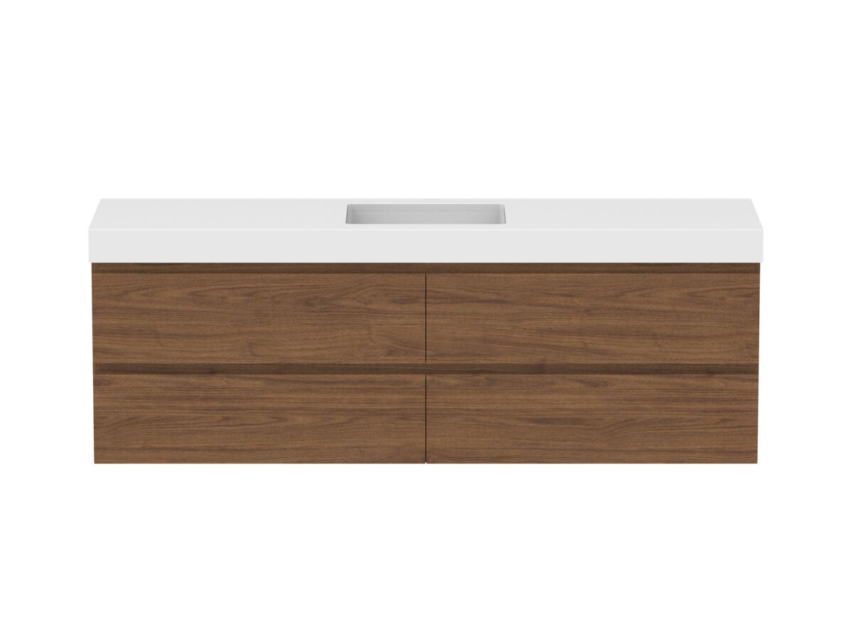 Hero - Posh Domaine 1800mm Wall Hung Twin Vanity Unit All-Drawer Single Bowl 90mm Top