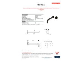 Specification Sheet - Sussex Pure Progressive Wall Bath Mixer Tap System 250mm with Diamond Textured Handle PVD Matte Black
