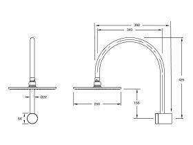 Sussex Pure Hi-Rise Shower Curved with 250mm Shower Head (3 Star)