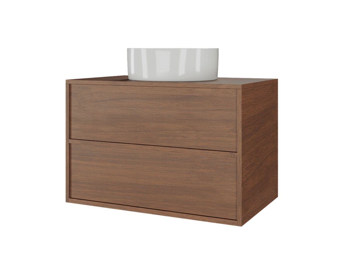 Supporting Image - Kado Aspect 750mm Wall Hung Vanity Unit Timber Top - Florentine Walnut