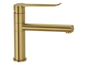 Hero - Mizu Soothe Mk2 Sink Mixer Extended Lever with Red & Blue Indicators Brushed Brass