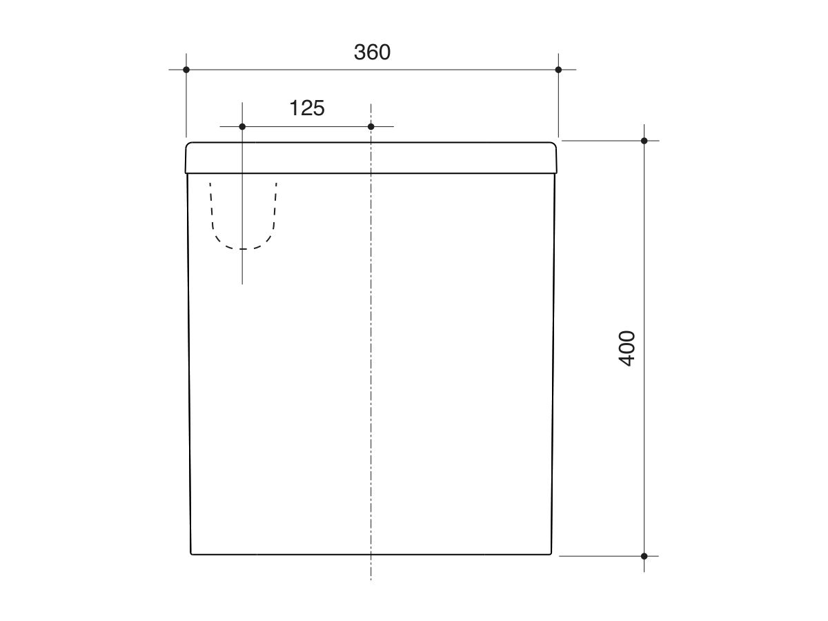 Technical Drawing - Caroma Forma II Cleanflush Close Coupled Back to Wall Back Inlet Cistern (4 Star)