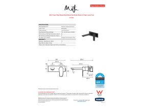 Specification Sheet - Milli Trace Wall Basin/Bath Mixer Set Matte Black (6 Star) Lead Free
