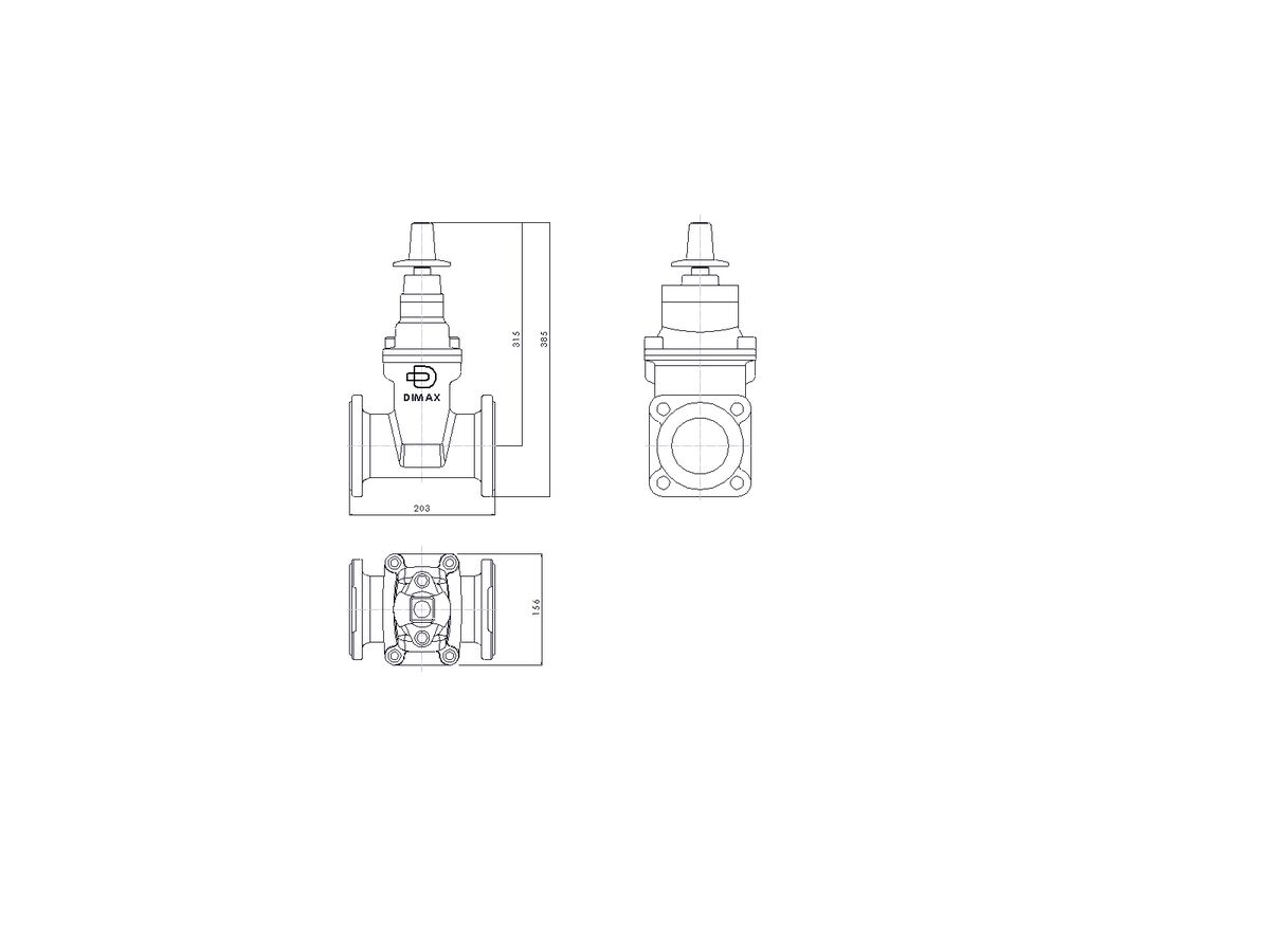 Line Drawing - 80 DIMAX FL PN16 RS GATE VALVE B5