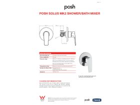 Specification Sheet - Posh Solus MK2 Shower Bath Mixer Tap Chrome