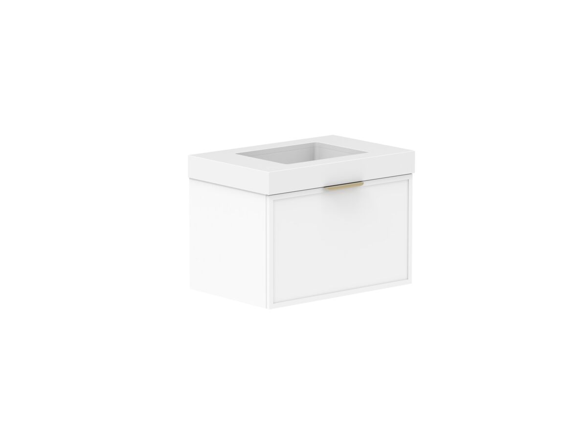 Supporting Image - Kado Lux Slim All Drawer 750mm Wall Hung Vanity with Centre Basin 90mm Top Matte White