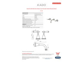 Specification Sheet - Kado Era Wall Bath Set 150mm Lever Porcelain Handle Brushed Nickel