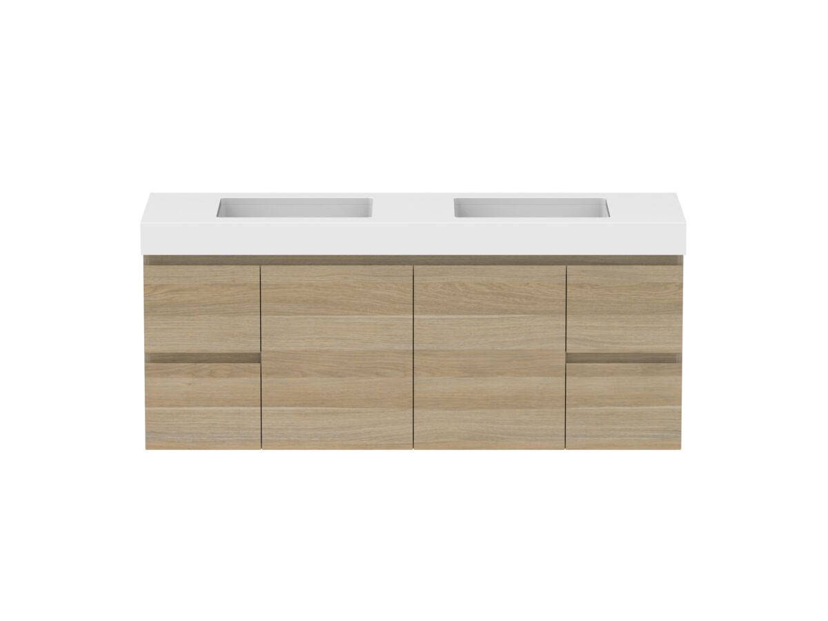 Hero - Posh Domaine 1500mm Wall Hung Vanity Unit Conventional Double Bowl 90mm Top