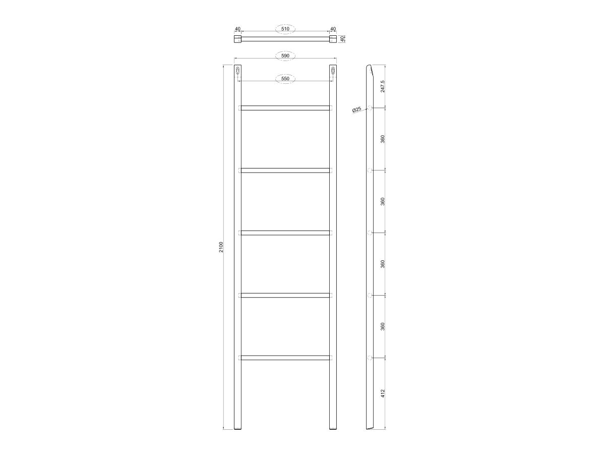 Kado Arc Towel Ladder American Solid Oak
