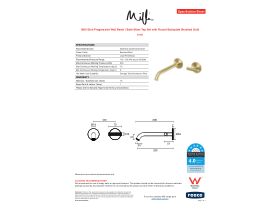 Specification Sheet - Milli Etch Progressive Wall Basin/Bath Mixer Tap Set with Round Backplate Brushed Gold