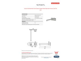Specification Sheet - Sussex Scala Bath Mixer Outlet System Straight 250mm Right Hand Chrome Lead Free