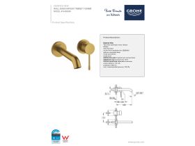 Technical Guide - GROHE Essence Wall Basin Mixer Tap Set 180mm Brushed Cool Sunrise (5 Star)