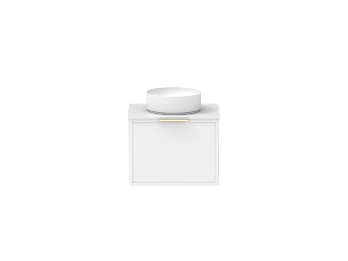 Supporting Image - Kado Lux Slim All Drawer 600mm Wall Hung Vanity with Centre Basin Durasein 12mm Top Matte White