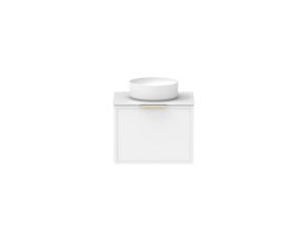 Supporting Image - Kado Lux Slim All Drawer 600mm Wall Hung Vanity with Centre Basin Durasein 12mm Top Matte White