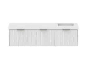 Supporting Image - Kado Neue Fluted Square All Drawer 1800mm Wall Hung Vanity with Right Hand Basin 90mm Top Ultra White