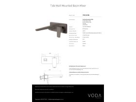 Specification Sheet - Tide Wall Basin Mixer Brushed Gunmetal PVD (4 Star) Lead Free