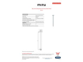 Specification Sheet - Mizu Drift Ceiling Shower Arm Only 300mm White