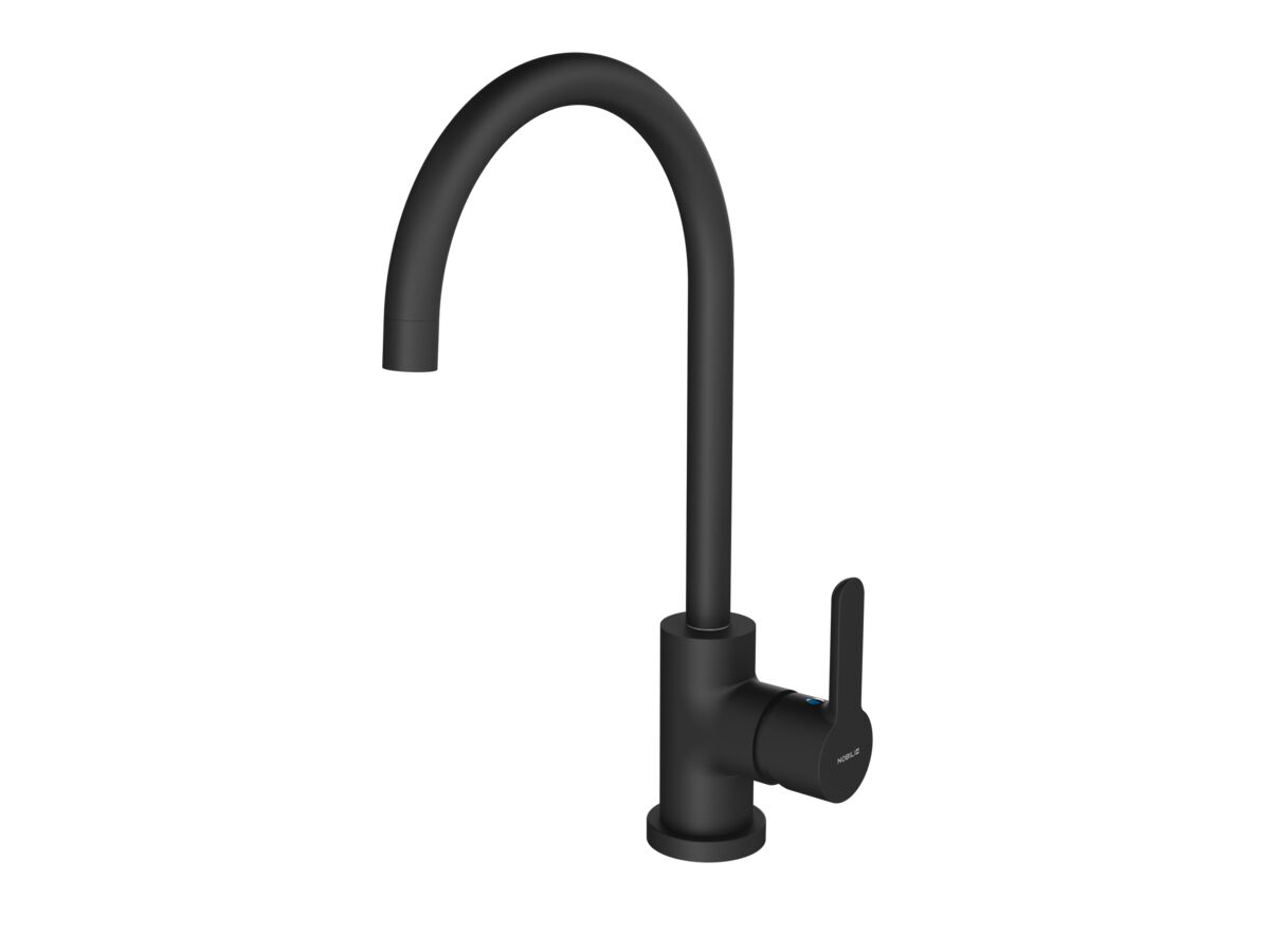 Supporting Image - Nobili Balance Gooseneck Sink Mixer Tap Matte Black (4 Star)