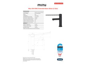 Specification Sheet - Mizu Drift MK2 Basin Mixer with Extended Lever Matte Black (5 Star)