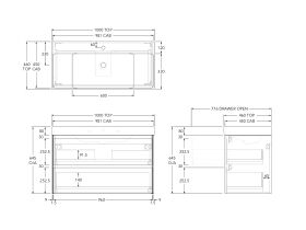 Roca Ona Vanity All Drawer Twin Centre Bowl 1000mm