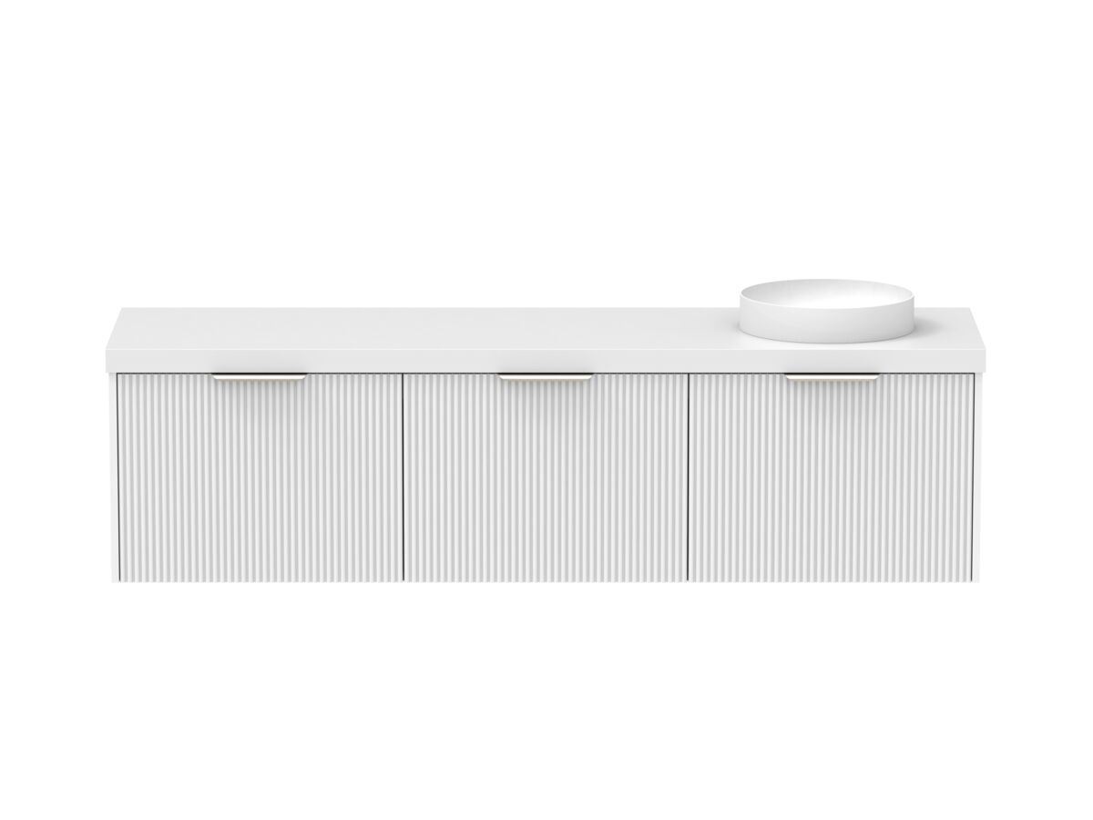 Supporting Image - Kado Neue Fluted Square All Drawer 1800mm Wall Hung Vanity with Right Hand Basin 50mm Top Ultra White