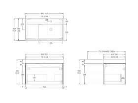 Roca Ona Vanity All Drawer Single Right Hand Bowl 800mm