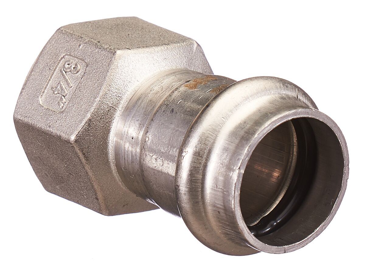 >B< Press Stainless Steel Female Straight Connector 22mm x 3/4"