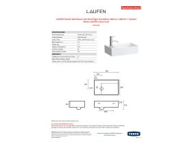 Specification Sheet - LAUFEN Kartell Wall Basin with Shelf Right Hand Bowl 460mm x 280mm 1 Taphole White LAUFEN Clean Coat