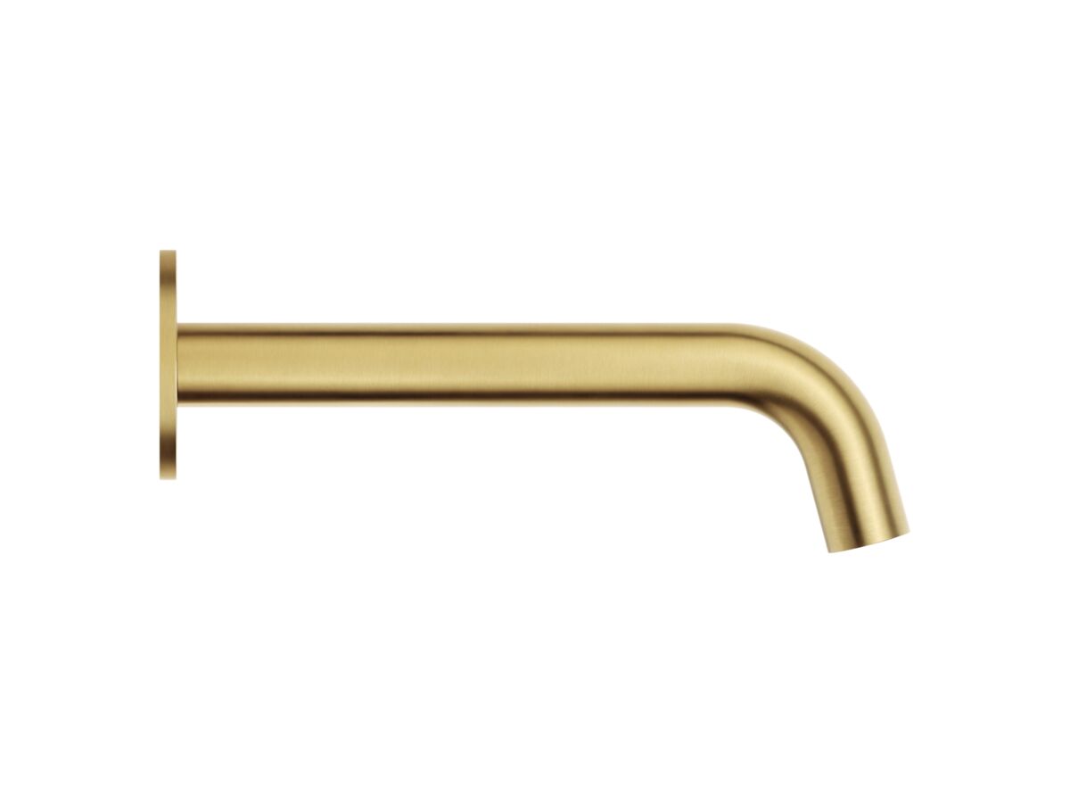Supporting Image - Mizu Drift Wall Basin/Bath Outlet Curve Spout 200mm Brushed Brass (6 Star) Lead Free - Side