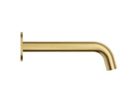 Supporting Image - Mizu Drift Wall Basin/Bath Outlet Curve Spout 200mm Brushed Brass (6 Star) Lead Free - Side