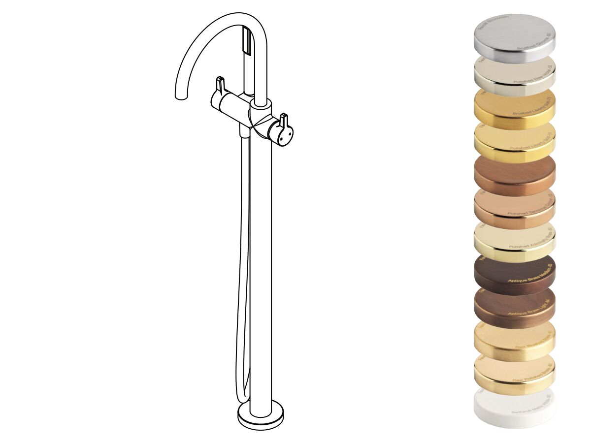 Hero - Faucet Strommen Vara Fin Floor Mounted Bath Mixer with Handshower Specialty Finish (3 Star)