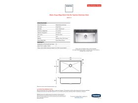 Specification Sheet - Memo Hugo Mega Bowl Sink No Taphole Stainless Steel