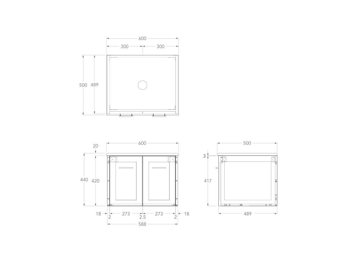 Kado Lux All Door 600mm Centre Bowl Wall Hung