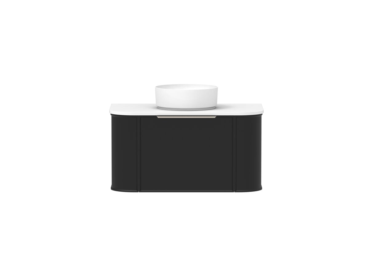 Supporting Image - Kado Era Double Curve All Drawer 900mm Wall Hung Vanity with Centre Basin 20mm Top Matte Black