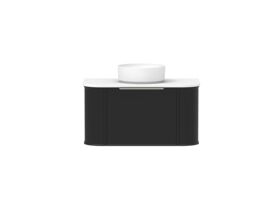 Supporting Image - Kado Era Double Curve All Drawer 900mm Wall Hung Vanity with Centre Basin 20mm Top Matte Black