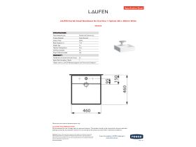 Specification Sheet - LAUFEN Kartell Small Washbasin No Overflow 1 Taphole 460 x 460mm White