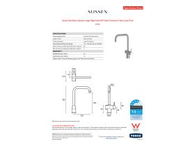 Specification Sheet - Scala Sink Mixer Square Large Right Hand EP Satin Chrome (4 Star) Lead Free