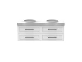 Supporting Image - Kado Lux All Drawer 1500mm Wall Hung Vanity Double Basin 90mm - White - Front