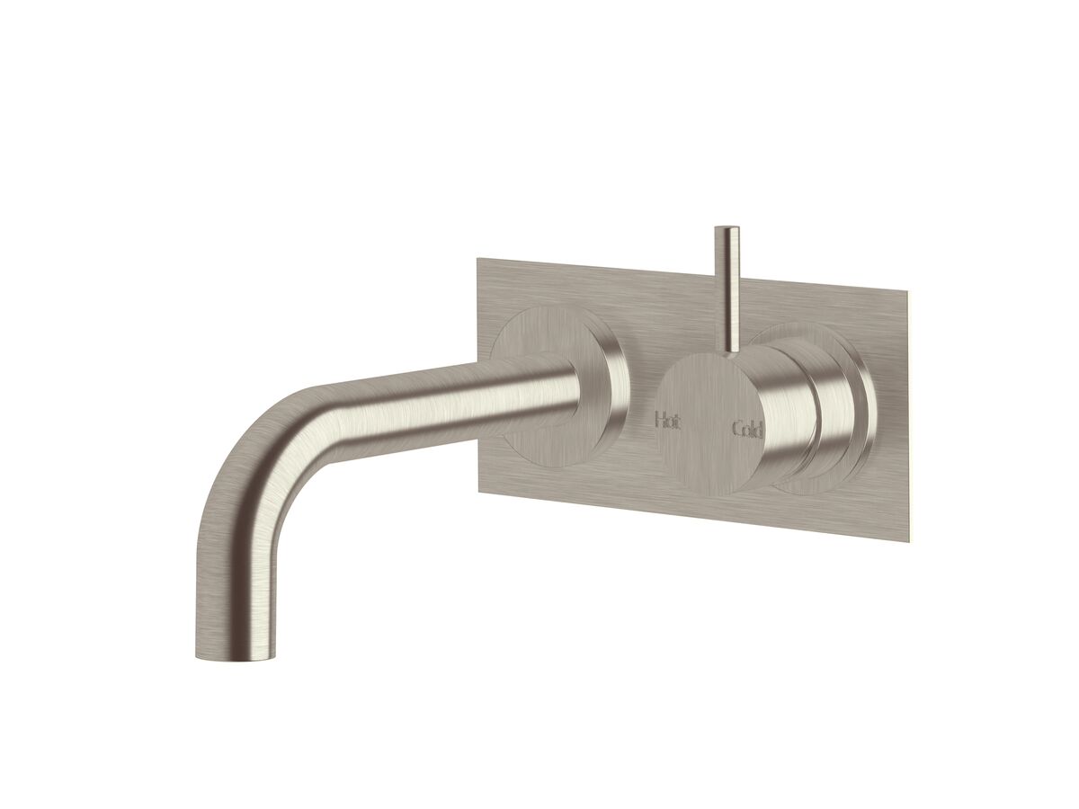 Sussex Scala 25mm Curved Wall Basin Mixer Tap System Right Hand Mixer Tap 160mm Outlet LUX PVD Brushed Oyster Nickel (6 Star)