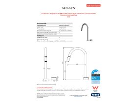 Specification Sheet - Sussex Pure Progressive Sink Mixer Set Pull Out Spray with Linear Textured Handles Chrome (4 Star) Lead Free