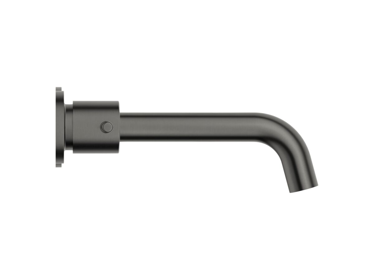 Supporting Image - Mizu Drift Wall Basin / Bath Set with Curved Spout 200mm Brushed Gunmetal (6 Star) Lead Free - Side