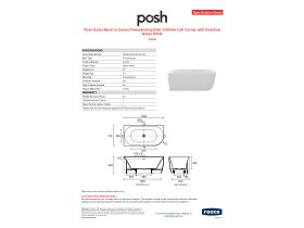 Specification Sheet - Posh Solus Back to Corner Freestanding Bath 1500mm Left Corner with Overflow Gloss White