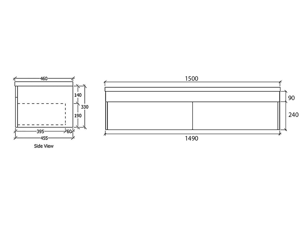 Acqua Wall Hung Vanity Unit 1500mm